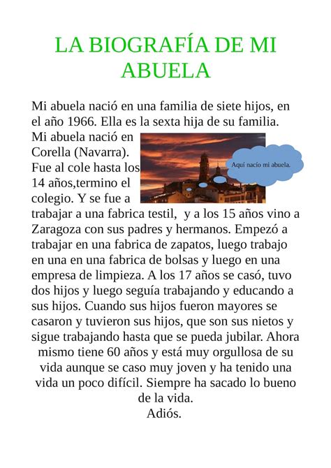 Escribir una biografía : Biografía de mi abuelita .